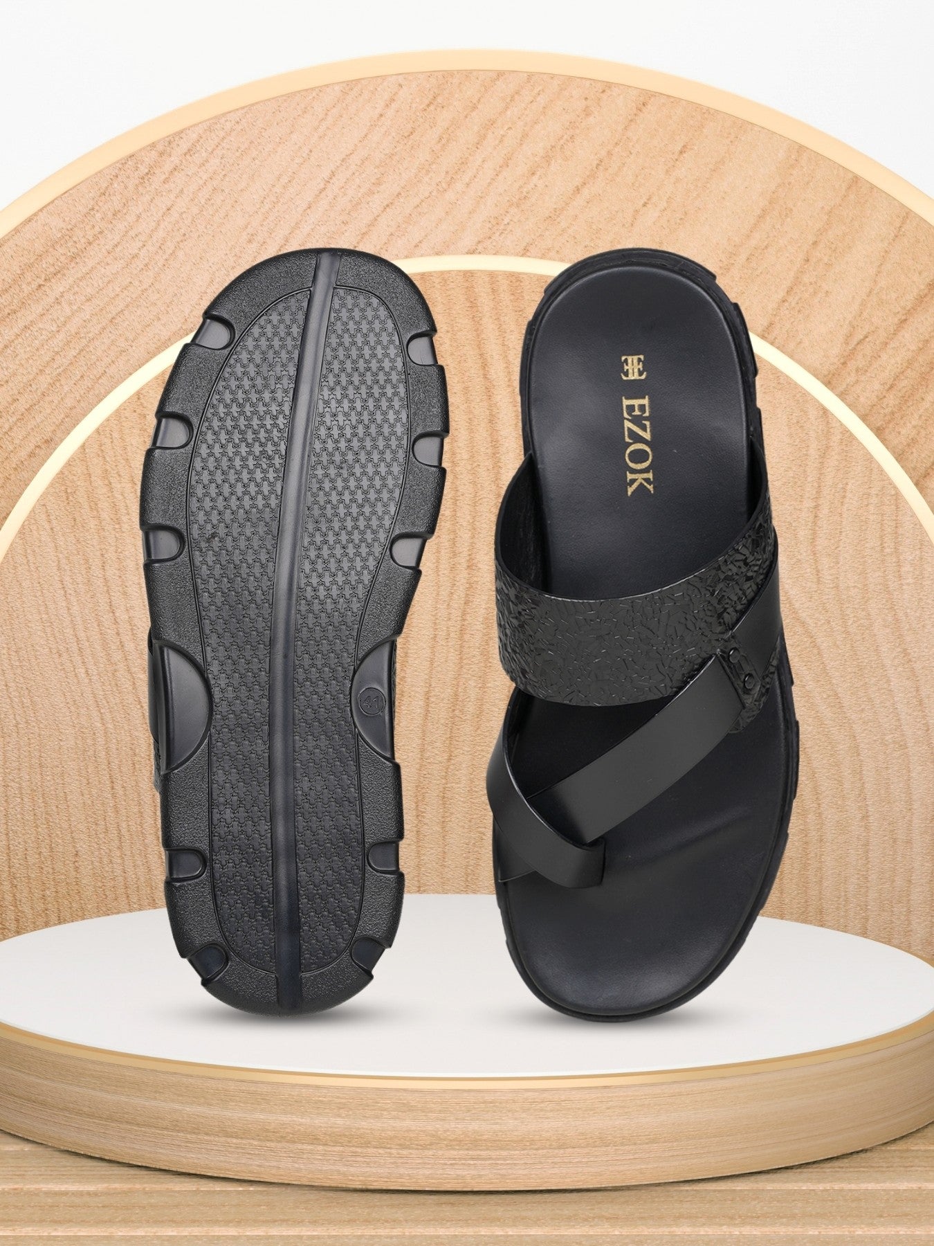 Ezok Men's Genuine Leather Sandals - Comfortable & Stylish Footwear